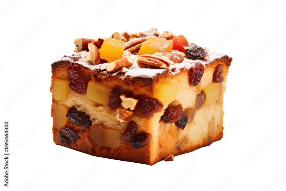 Classic Fruit Cake with Nuts and Dried Fruits isolated on transparent background Classic Fruit Cake with Nuts and Dried Fruits isolated on transparent background