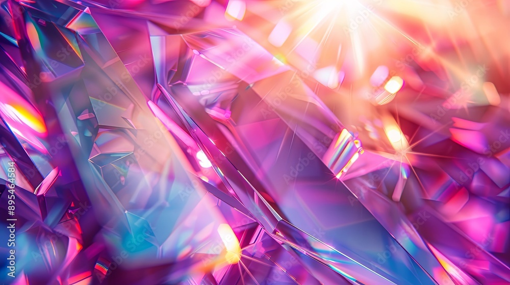 A holographic abstract background featuring a rainbow unicorn in pastel shades of purple, pink, and teal. The scene is enhanced with optical crystal prism flare beams and neon light flares. A holographic abstract background featuring a rainbow unicorn in pastel shades of purple, pink, and teal. The scene is enhanced with optical crystal prism flare beams and neon light flares.
