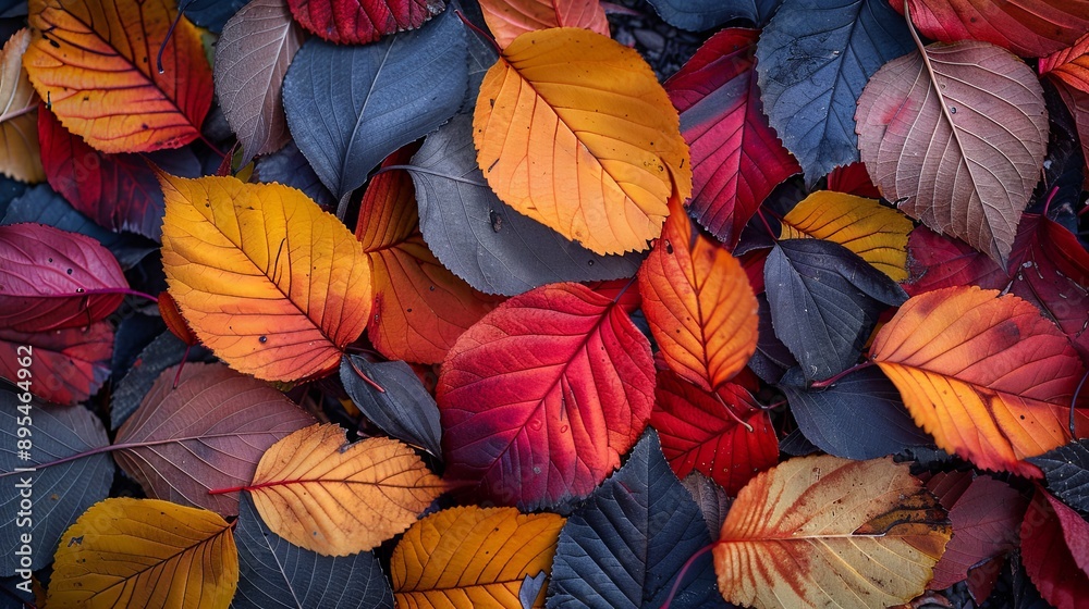 Close-up of colorful autumn leaves on the ground