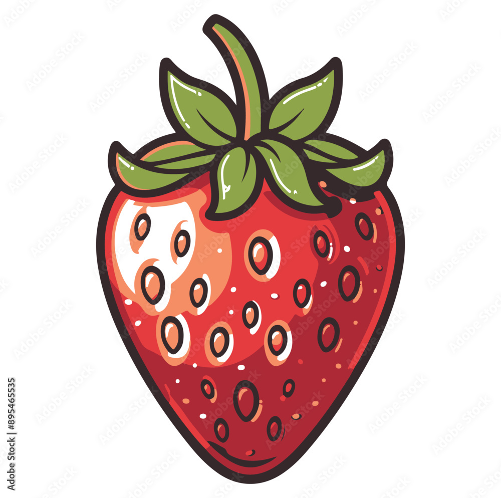 Obraz premium cartoon image Strawberry Isolated On White ,Generative AI