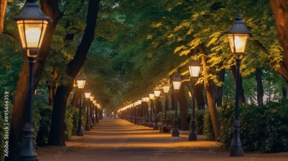 Fototapeta premium Illuminated Path Through the Trees