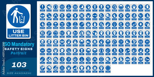 103 set ISO mandatory safety signs V27 size a4/a3/a2/a1	