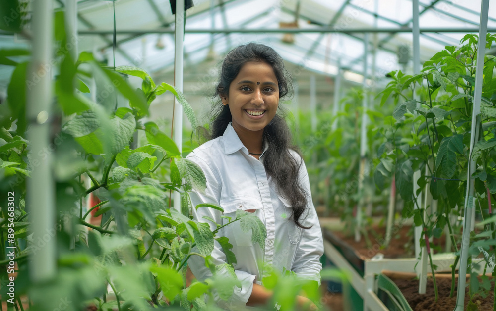 a beautiful Indian agriculture engineer girl students in at farm a beautiful Indian agriculture engineer girl students in at farm