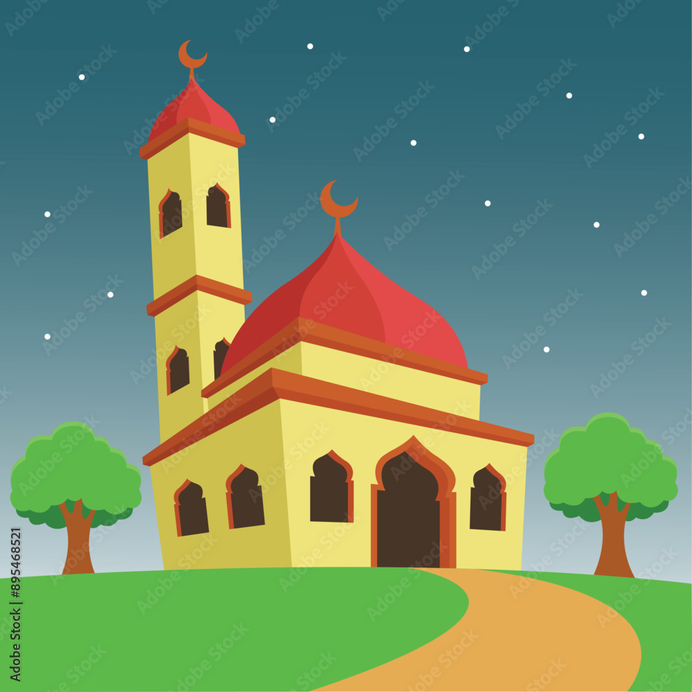 Naklejka premium islamic mosque vector art illustration