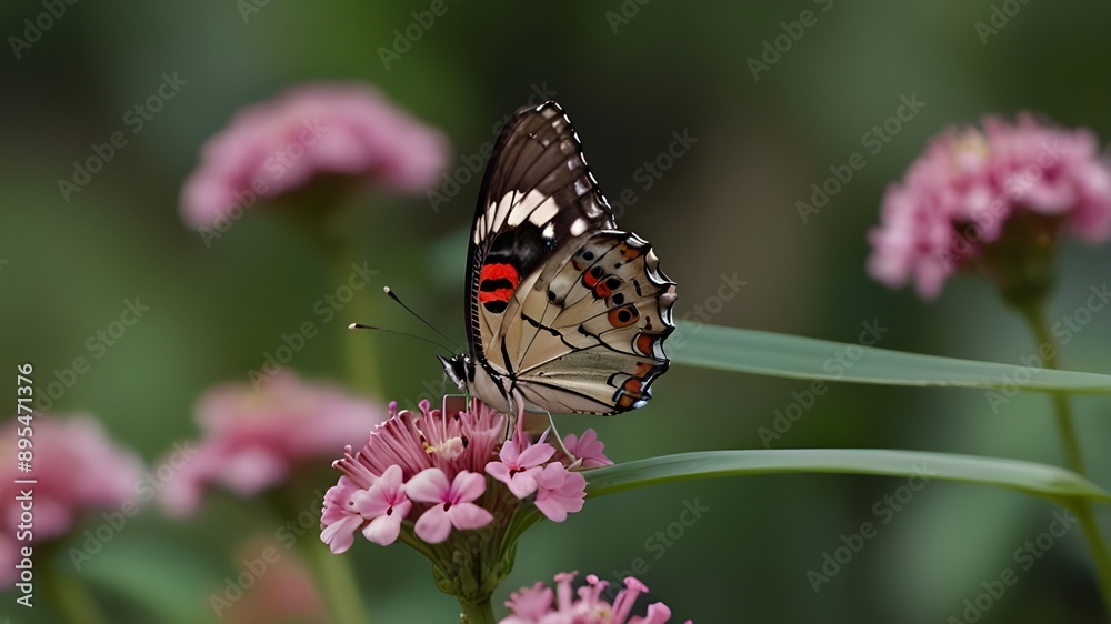 HD 1080p super slow Thai butterfly in pasture pink flowers Insect outdoor n  Generative  AI