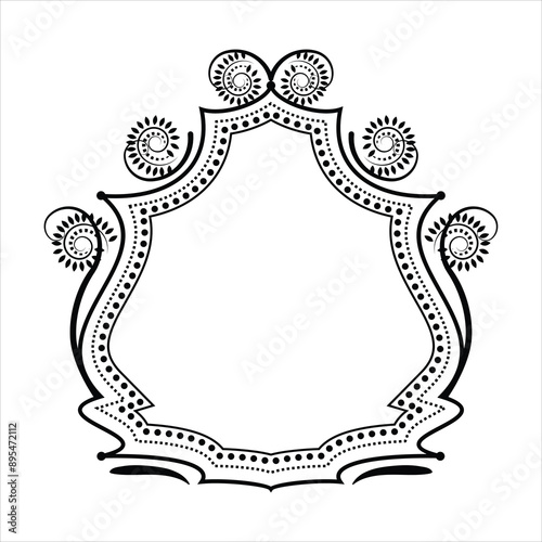 beautiful graphic with a black elegant plant ornament on an isolated background
