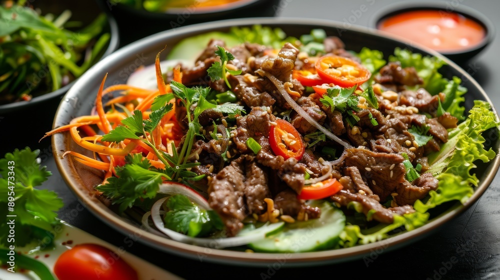 The national cuisine of Thailand. Cold salad with beef. The national cuisine of Thailand. Cold salad with beef.