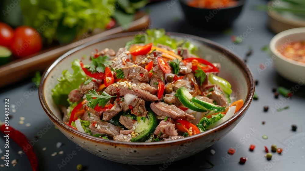 The national cuisine of Thailand. Cold salad with beef. The national cuisine of Thailand. Cold salad with beef.