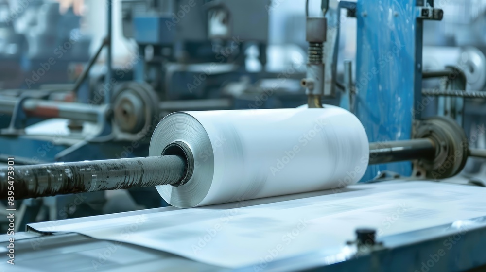 Roll of Paper Undergoing Printing on Automated Machine Roll of Paper Undergoing Printing on Automated Machine