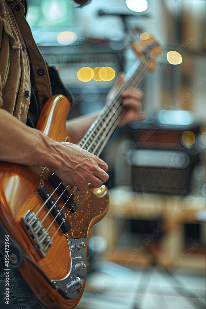 Fototapeta premium Musician practicing instrument, effort in mastering skill