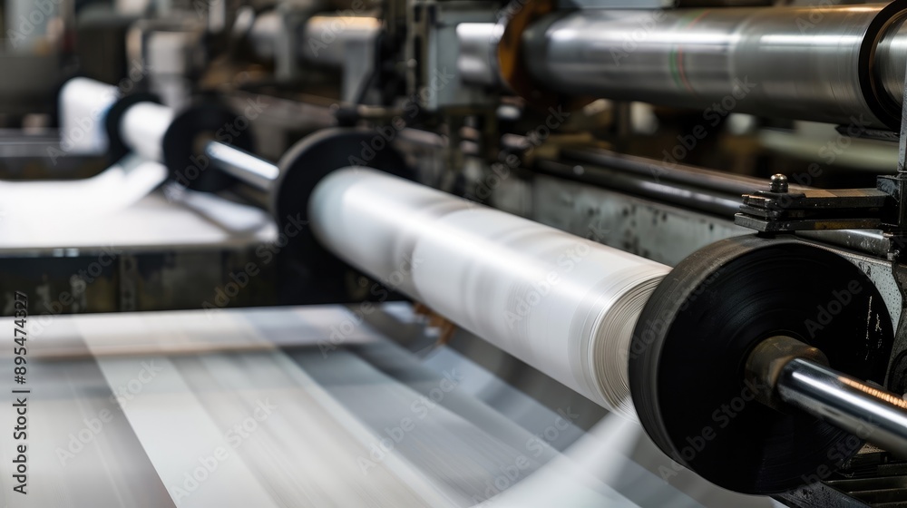 Roll of Paper Undergoing Printing on Automated Machine Roll of Paper Undergoing Printing on Automated Machine