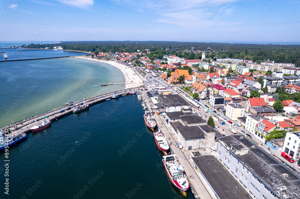 Seaport on Hel, Baltic Sea, Hel, Poland, 29.05.2024 drone photo Seaport on Hel, Baltic Sea, Hel, Poland, 29.05.2024 drone photo
