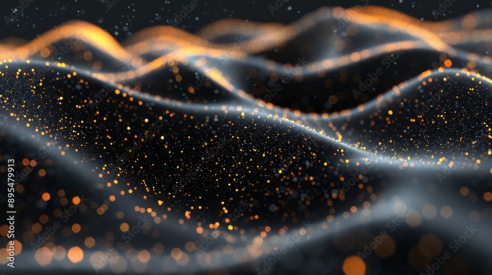 Glowing amber and crimson flecks on a midnight navy field with a gradient creating a warm shimmer Ideal for cozy atmospheres or intimate event themes