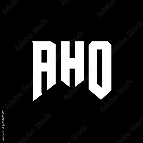 AHO letter logo design for technology company. AHO logo design black and white color combination. AHO logo, AHO vector, AHO design, AHO icon, AHO alphabet. AHO typography logo design. photo