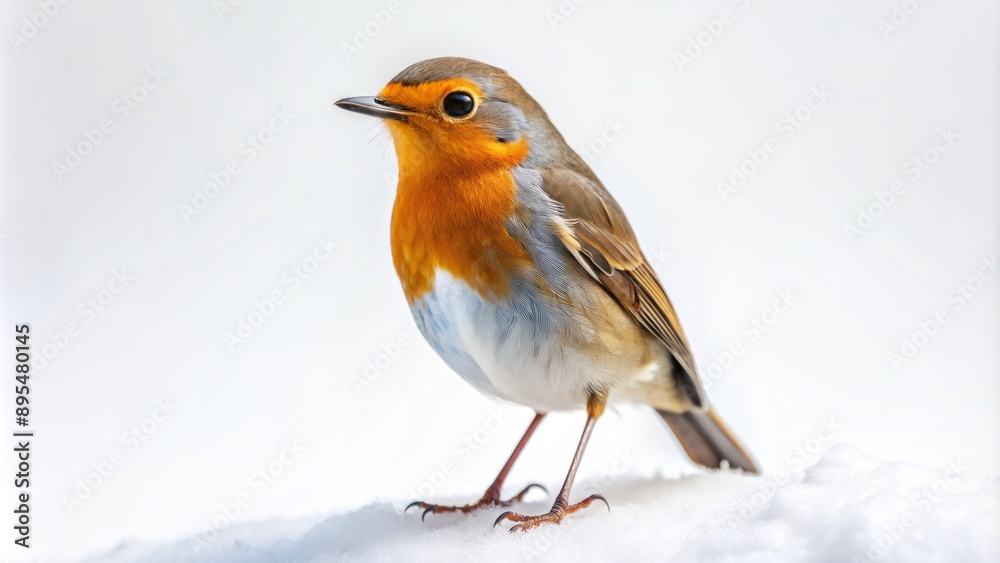 Crisp, isolated image of a small brown robin perched on a pristine white background, showcasing vibrant plumage and bright inquisitive eyes. Crisp, isolated image of a small brown robin perched on a pristine white background, showcasing vibrant plumage and bright inquisitive eyes.
