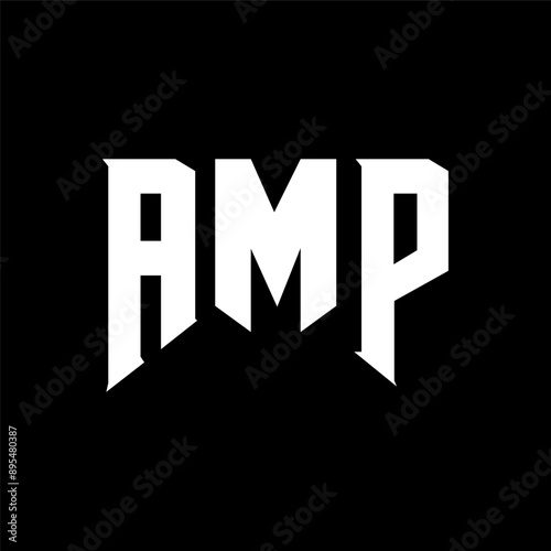 AMP letter logo design for technology company. AMP logo design black and white color combination. AMP logo, AMP vector, AMP design, AMP icon, AMP alphabet. AMP typography logo design.