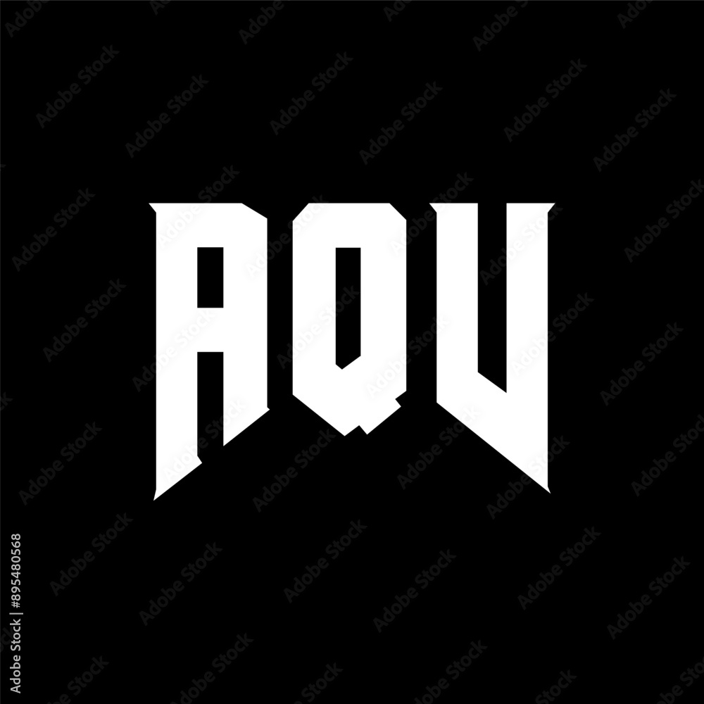 AQV letter logo design for technology company. AQV logo design black and white color combination. AQV logo, AQV vector, AQV design, AQV icon, AQV alphabet. AQV typography logo design.