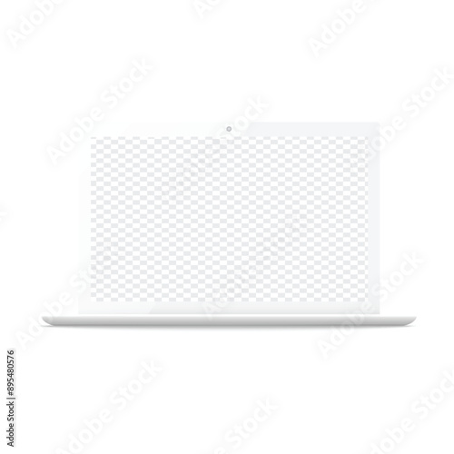 Minimalistic laptop with blank screen, ideal for mockups or presentations. Vector illustration