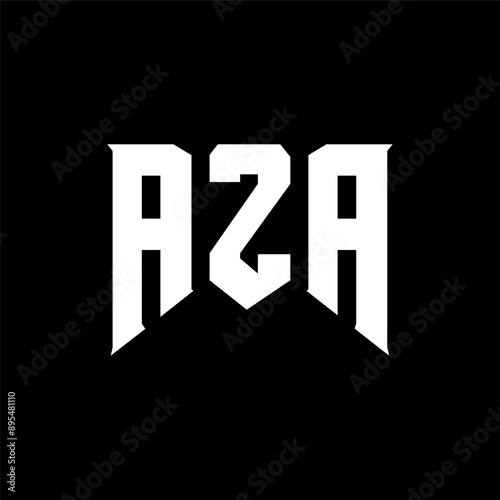 AZA letter logo design for technology company. AZA logo design black and white color combination. AZA logo, AZA vector, AZA design, AZA icon, AZA alphabet. AZA typography logo design.