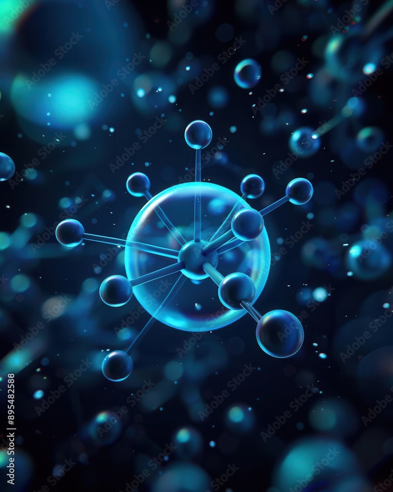 A vibrant illustration of a molecular structure in blue tones, showcasing the beauty of science and technology in a captivating visual. A vibrant illustration of a molecular structure in blue tones, showcasing the beauty of science and technology in a captivating visual.