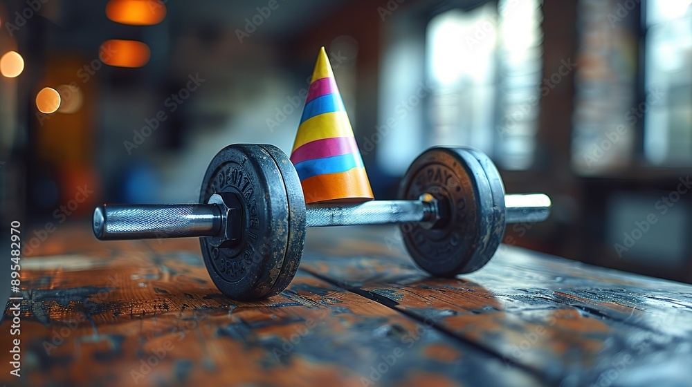 Birthday Surprise: Dumbbell with Colorful Hat, Ideal Fitness Gift Birthday Surprise: Dumbbell with Colorful Hat, Ideal Fitness Gift