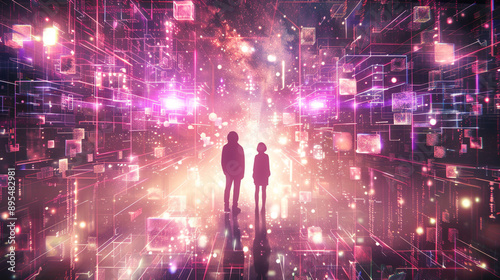 Two Figures in Digital Matrix