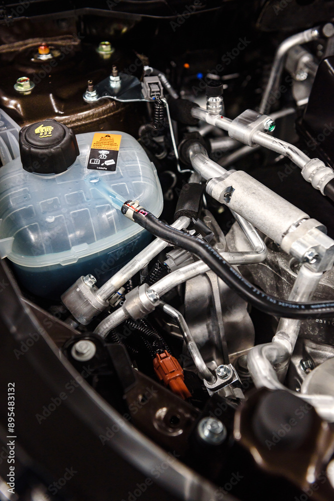 Modern Car Engine Bay Close-Up Modern Car Engine Bay Close-Up