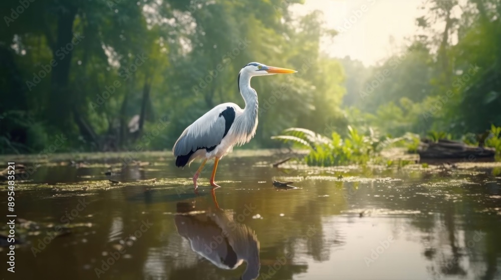 Fototapeta premium Grey Heron in the Wetlands