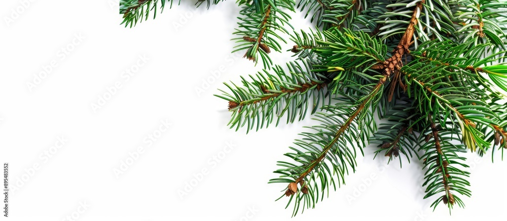 Pine Leaves Frame with White Background Pine Leaves Frame with White Background