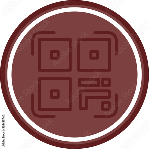 Qr Code Vector Line Maroon Circle Maroon