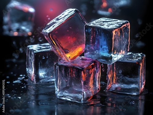 ice cubes on black background