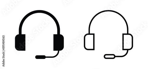 headphone icon. simple headset icons for app, ui, website. transparent png and vector illustration.