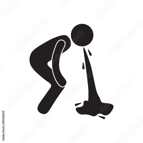 vector flat icon of a person vomiting