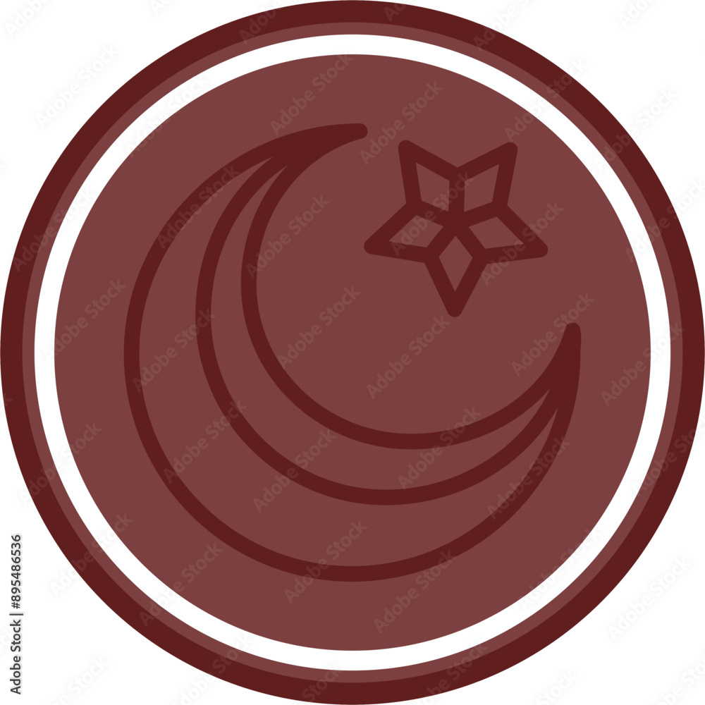 moon and stars Vector Line Double Circle Maroon moon and stars Vector Line Double Circle Maroon