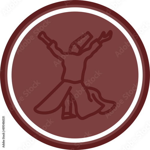sufi whirling dervish Vector Line Double Circle Maroon
