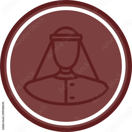 traditional arabic dress man Vector Line Double Circle Maroon