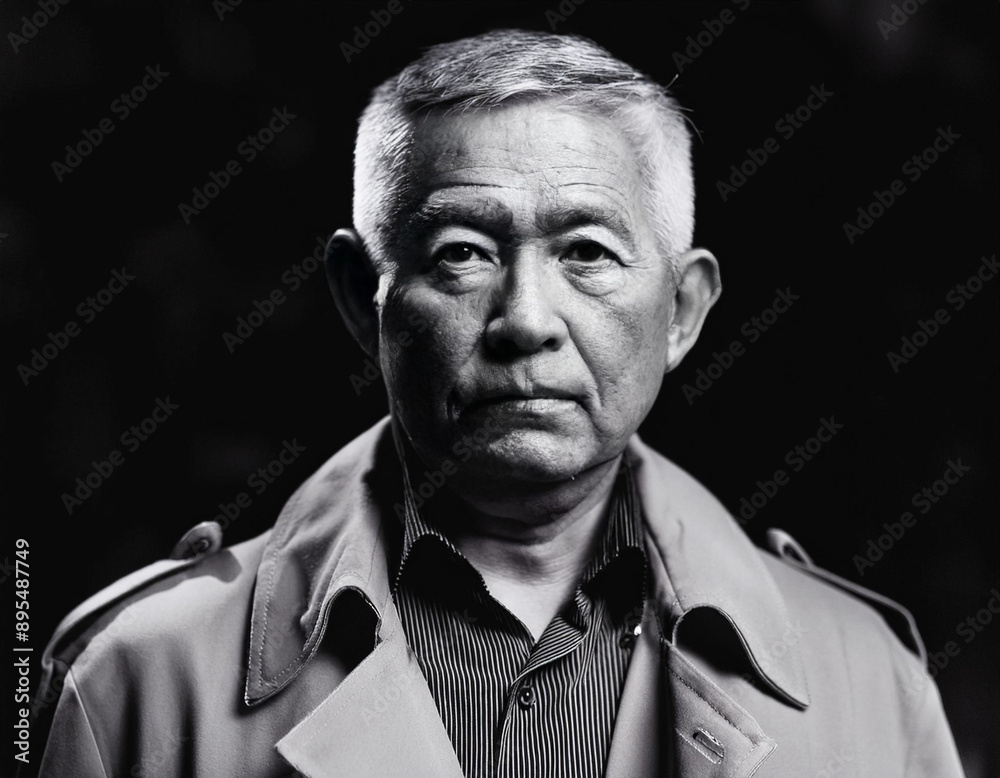 Classic Film Noir Man Headshot Portrait with Timeless Elegance Classic Film Noir Man Headshot Portrait with Timeless Elegance