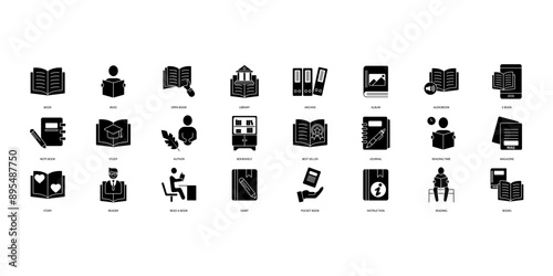 Book icons set. Set of editable stroke icons.Set of Book