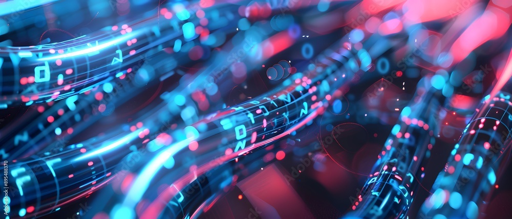 Abstract glowing digital data stream. Abstract glowing digital data stream.