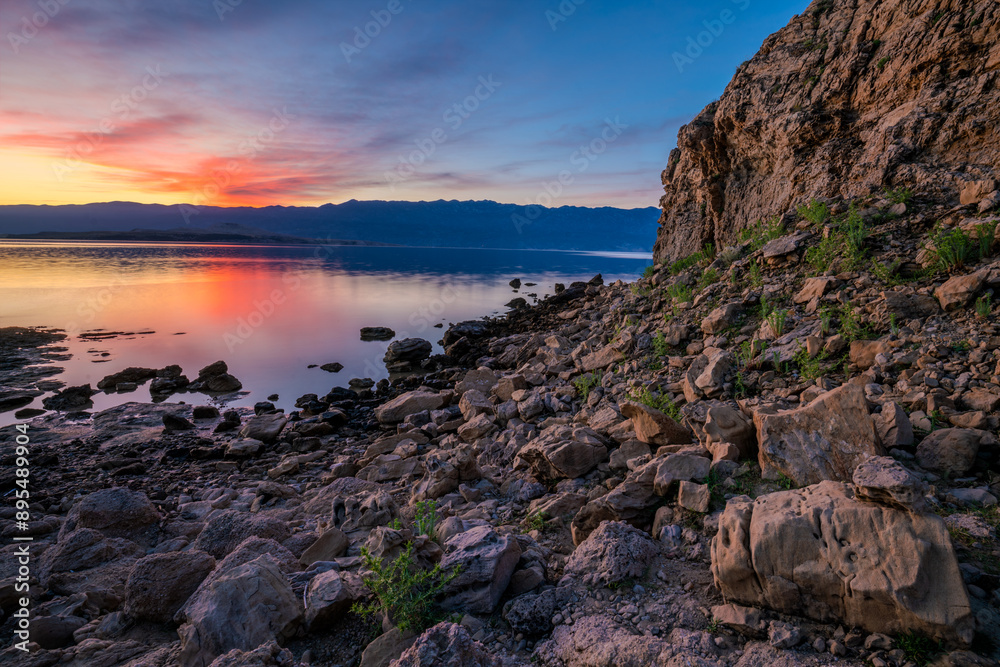The coast of the island of Rab In Croatia during a beautiful sunrise. The coast of the island of Rab In Croatia during a beautiful sunrise.