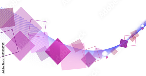 ラインとスクエアのウェーブ模様の抽象背景素材