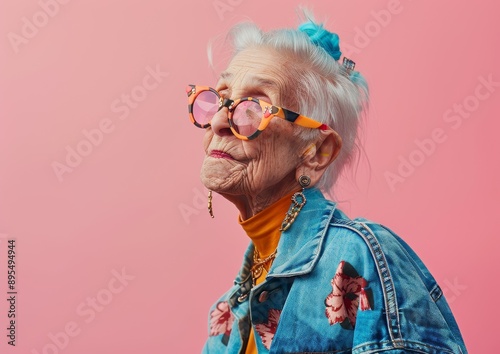 Stylish Elderly Woman with Sunglasses