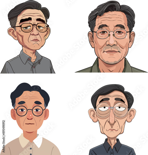 Elderly Men Cartoon Portraits