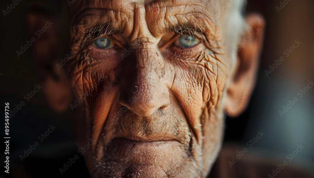 Close-up portrait of an elderly man with deep wrinkles and piercing blue eyes, showcasing the beauty of age and wisdom. Close-up portrait of an elderly man with deep wrinkles and piercing blue eyes, showcasing the beauty of age and wisdom.