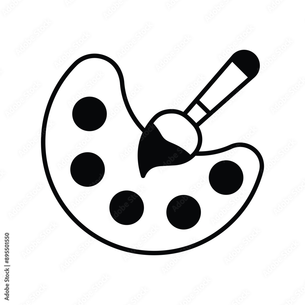 painting glyph icon with white background vector stock illustration painting glyph icon with white background vector stock illustration