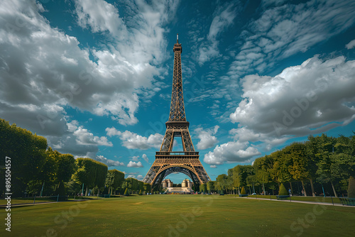 Professional photo of Eiffel Tower during summer Olympics in Paris 2024 photo