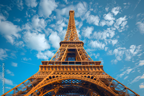 Professional photo of Eiffel Tower during summer Olympics in Paris 2024