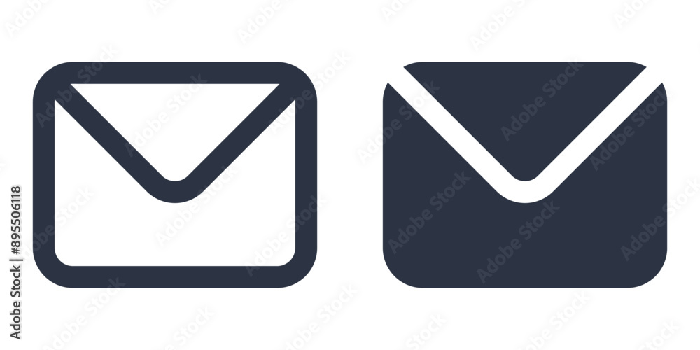Envelope or email simple icons set designed in filled, outline, line and stroke style Envelope or email simple icons set designed in filled, outline, line and stroke style