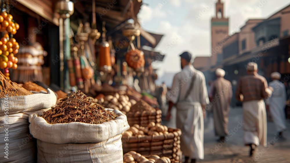 A bustling Moroccan market with a cinnamon-orange scented candle. A bustling Moroccan market with a cinnamon-orange scented candle.