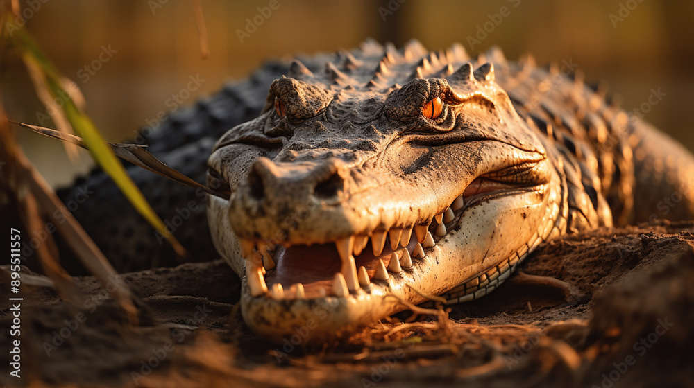 Fototapeta premium crocodile in front of white